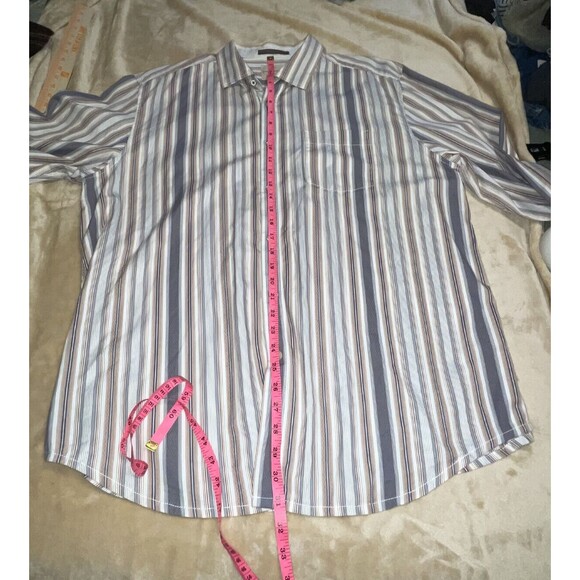 Tommy Bahama Shirt Mens XL Multicolor Striped Button Up Long Sleeve Flip Cuff - Picture 9 of 11